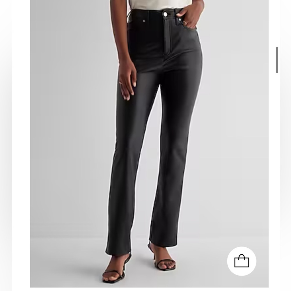 Super High Waisted Faux Leather Pants 90s slim super high rise